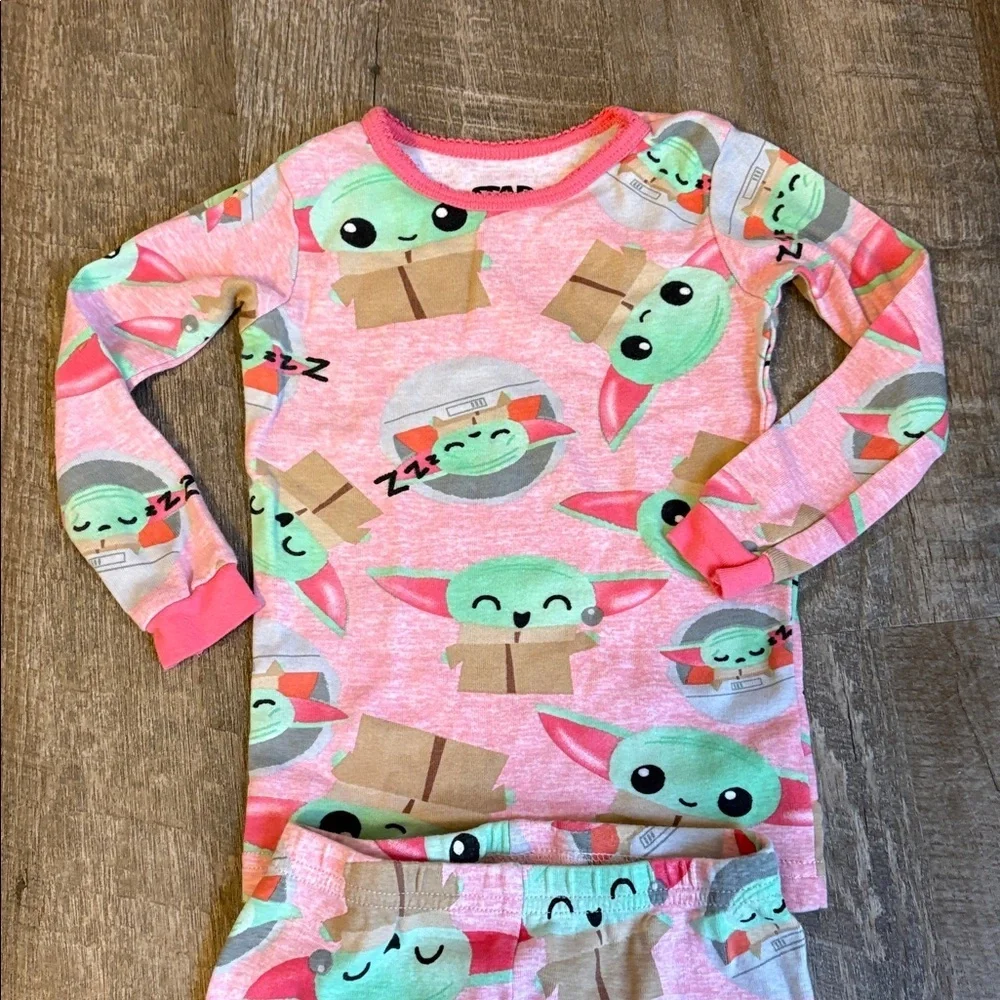 Star Wars Pink Baby Grogu Long Sleeve Pajama Set size 4T